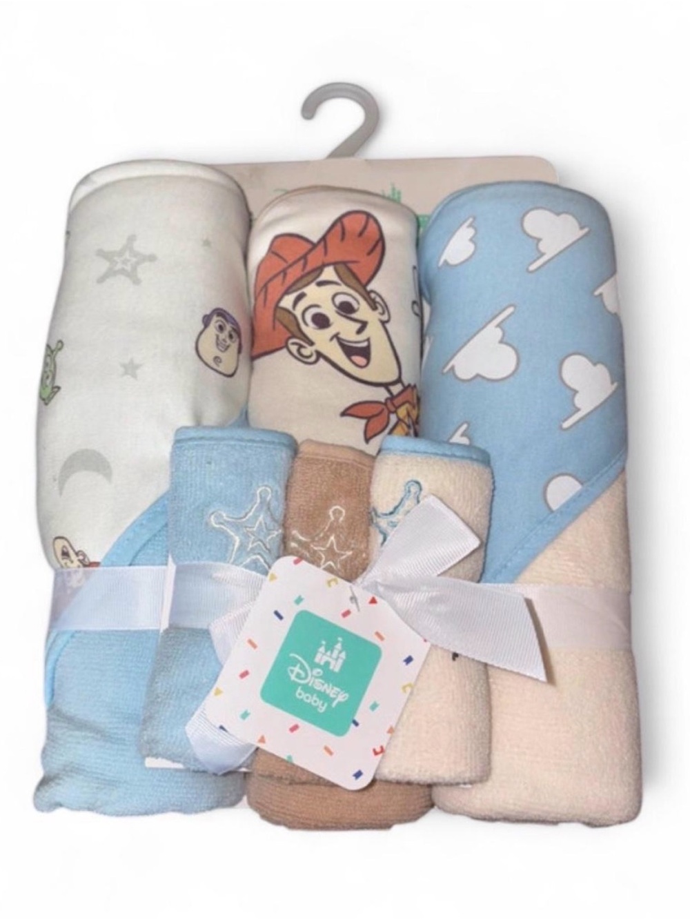 Disney Baby Toy Story Hooded Towel & Washcloth Set - Blue, Cream, Brown